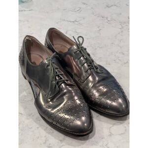 Louise et Cie Women’s Leather Cutout Lace Up Casual Oxford Shoes Size 11M Silver